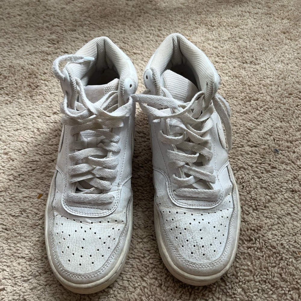 White Nike Air Force ones mid tops!